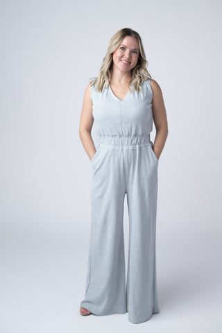 IN STOCK Kenzie Striped Jumpsuit - Grey