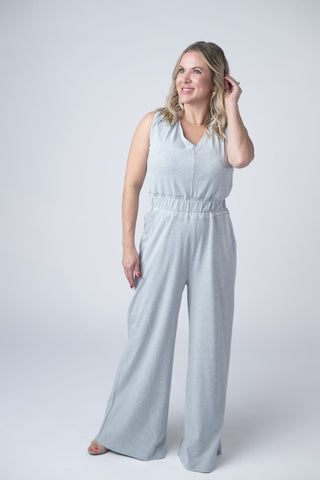 IN STOCK Kenzie Striped Jumpsuit - Grey