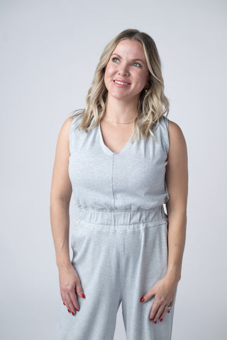 IN STOCK Kenzie Striped Jumpsuit - Grey