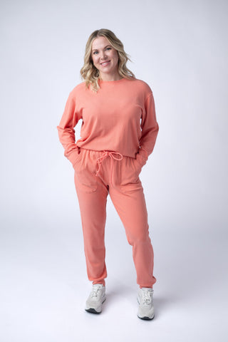 IN STOCK Corrine Ribbed Pullover Top - Coral