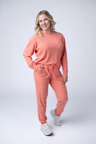 IN STOCK Corrine Ribbed Pullover Top - Coral
