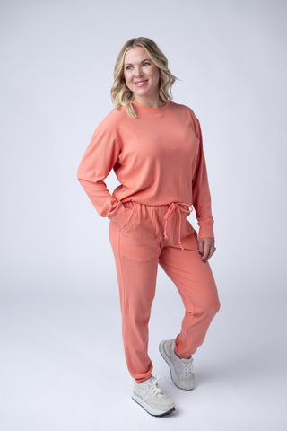 IN STOCK Corrine Ribbed Pullover Top - Coral