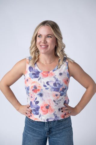 IN STOCK Ava Tank - Sunset Watercolor Floral