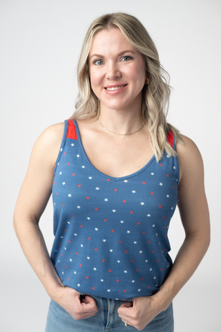 IN STOCK Poppy Tank - Blue Freedom Stars