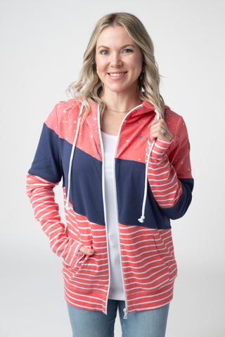 IN STOCK Colorblock Fullzip - Liberty Stars, Navy, and Stripes Trio