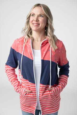 IN STOCK Colorblock Fullzip - Liberty Stars, Navy, and Stripes Trio