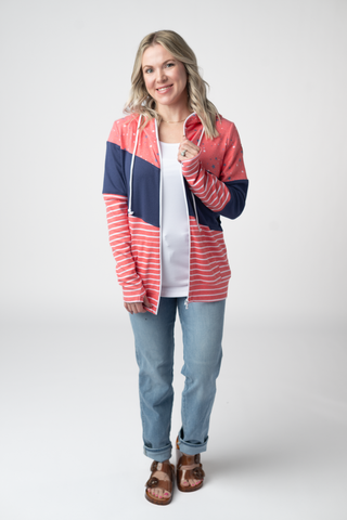 IN STOCK Colorblock Fullzip - Liberty Stars, Navy, and Stripes Trio