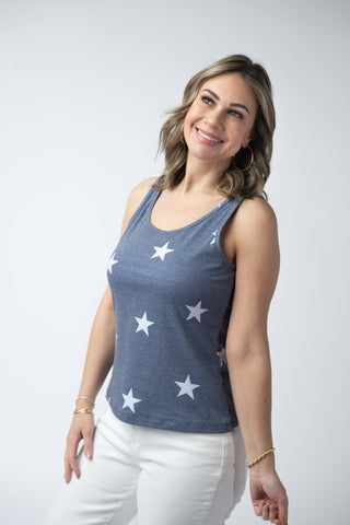 IN STOCK Faded Navy Stars Tank Crew Neck