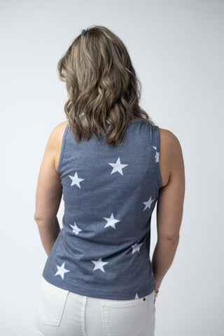 IN STOCK Faded Navy Stars Tank Crew Neck