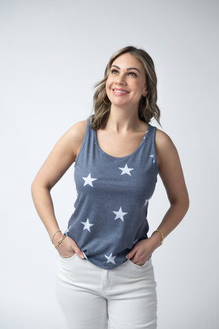 IN STOCK Faded Navy Stars Tank Crew Neck