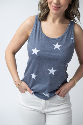 IN STOCK Faded Navy Stars Tank Crew Neck