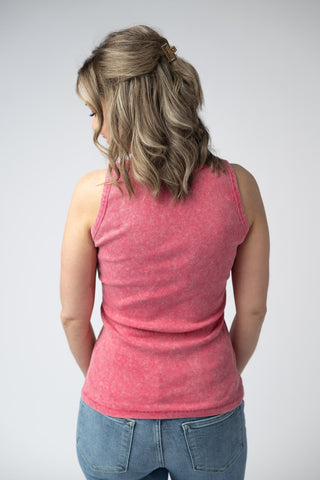 IN STOCK Audrey Vintage Wash Tank - Red