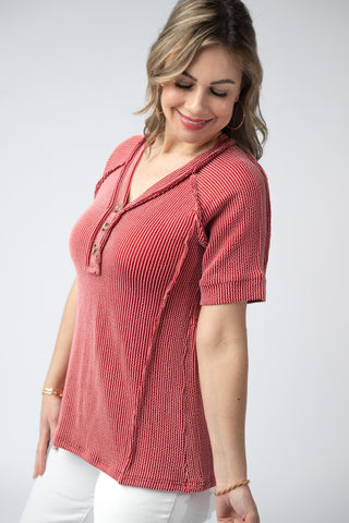 IN STOCK Juliette Button Top - Red