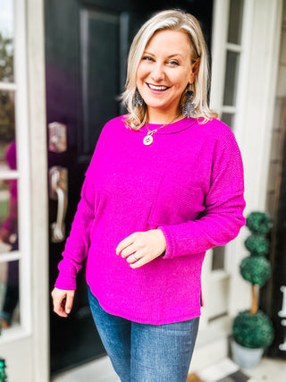 Casual Tuesday Ribbed Knit Sweater in Light Plum