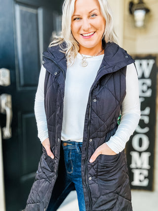 All Smiles Zipper and Button Longline Vest Coat