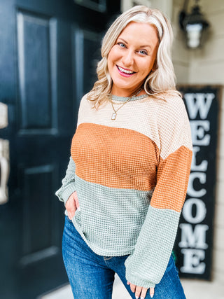 Harvest Party Long Sleeve Waffle-Knit Top