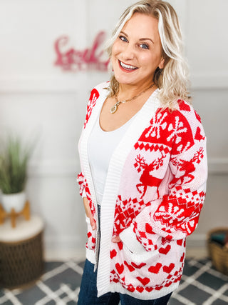 Misteltoe & Holly Pocketed Long Sleeve Cardigan