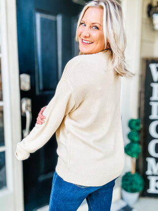 Pumpkin Spice Metallic Yarn Embroidered Oversized Sweater