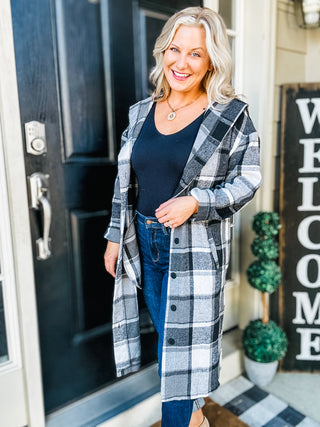 The Perfect Day Plaid Long Line Hooded Shacket