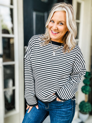 Almost There Striped Long Sleeve Top