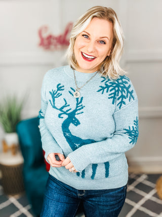 Reindeer and Snowflake Pattern Sweater