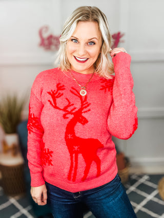 Reindeer and Snowflake Pattern Sweater