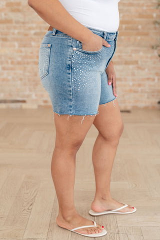 Judy Blue Elle High Rise Rhinestone Cutoff Shorts