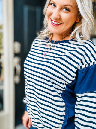 Ocean Dreams Striped Long Sleeve Pullover Top