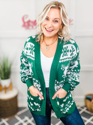 Misteltoe & Holly Pocketed Long Sleeve Cardigan