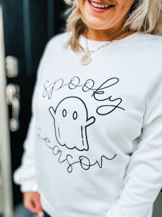 Spooky Season Embroidered Graphic Long Sleeve Sweatshirt