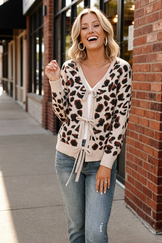 Leopard Love Lace-Up Cardigan