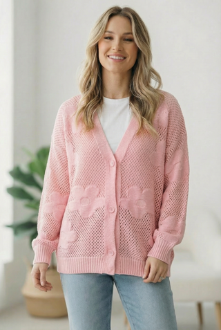 The Pink Daydream Netted Cardigan