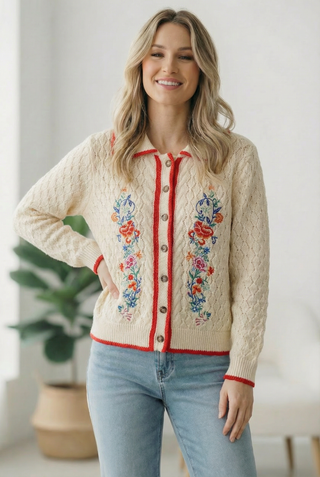 Vintage Blooms Embroidered Cardigan