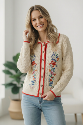 Vintage Blooms Embroidered Cardigan