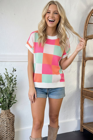 Hot Pink Sugar Rush Checkered Top
