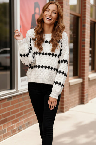 Snowfall Diamonds Black and White Sweater