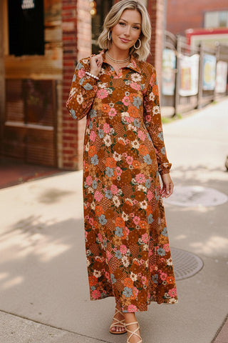 Groovy Garden Rust Maxi Dress