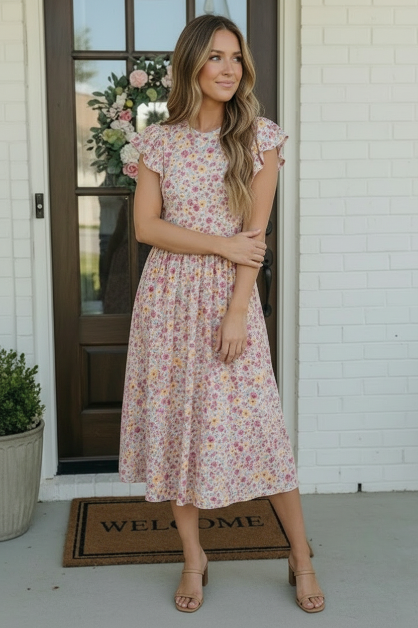 Flutter Into Spring Floral Midi Dress Soul Happy Shop Flutter Into Spring Floral Midi Dress Soul Happy Shop