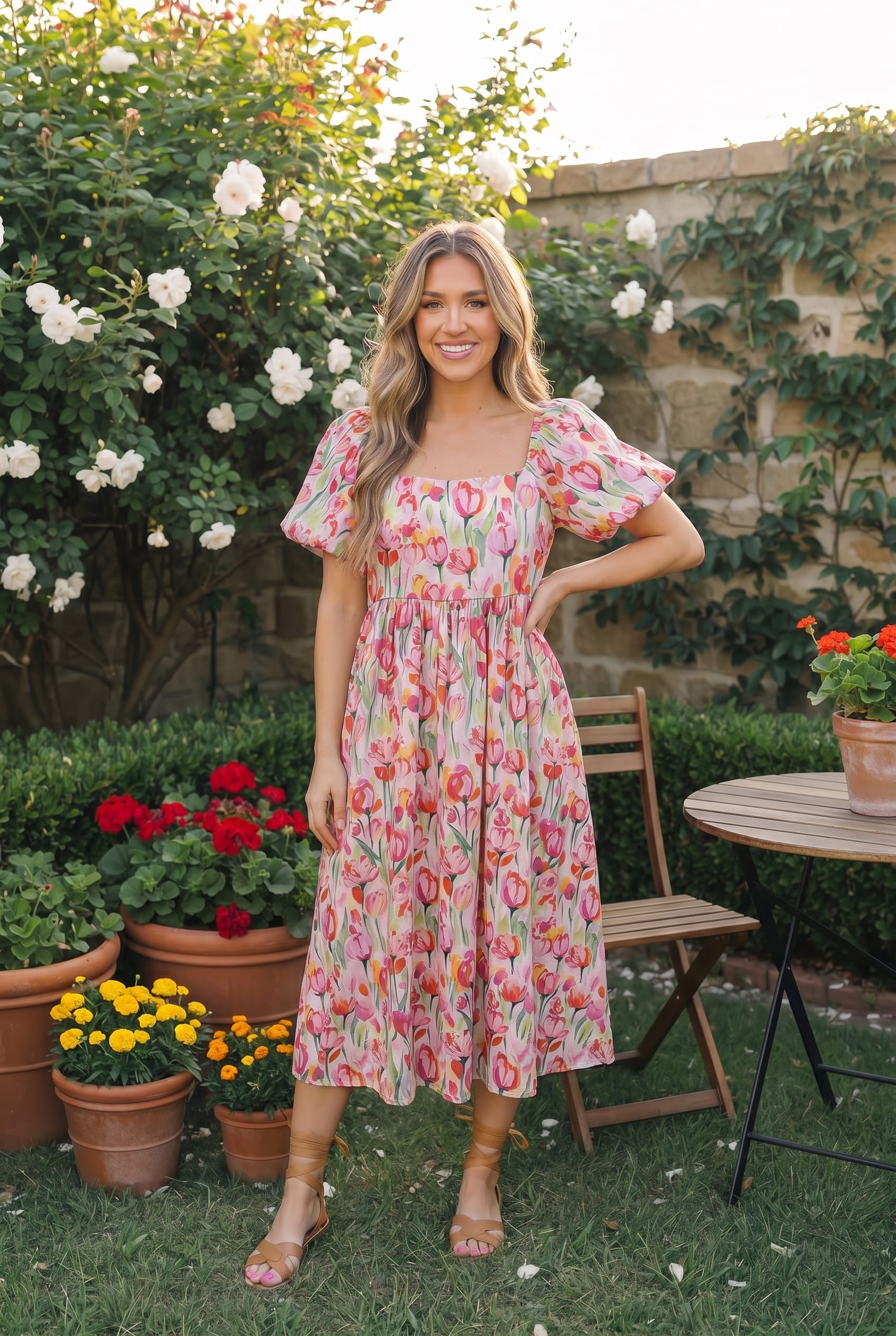 Bouquet of Tulips Pocketed Midi Dress Soul Happy Shop Bouquet of Tulips Pocketed Midi Dress Soul Happy Shop