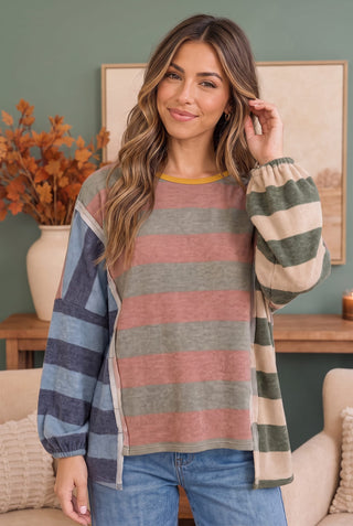 Colorblock Dream Top in Mixed Stripes