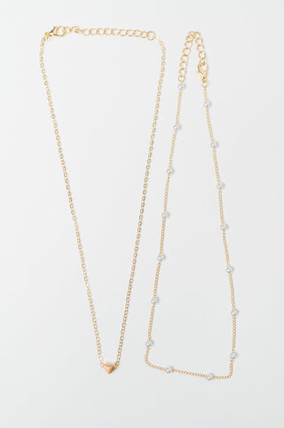 Heart of Gold Pendant Necklace Layered Set in Gold