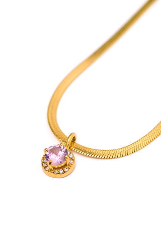 Here to Shine Gold Plated Necklace in Pink II