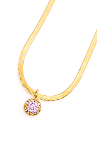 Here to Shine Gold Plated Necklace in Pink II