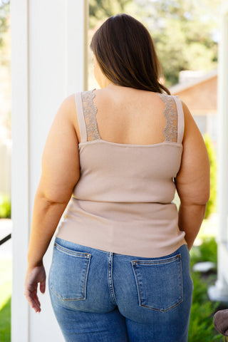 I Can Love You Better Lace Tank in Taupe II