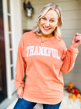 THANKFUL Corded Crew Neck Long Sleeve Top