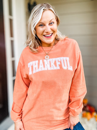 THANKFUL Corded Crew Neck Long Sleeve Top