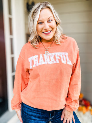 THANKFUL Corded Crew Neck Long Sleeve Top