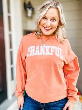 THANKFUL Corded Crew Neck Long Sleeve Top