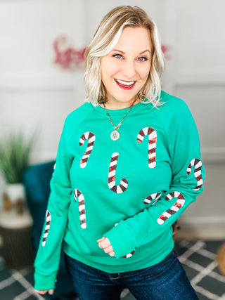 Candy Cane Long Sleeve Sweatshirt