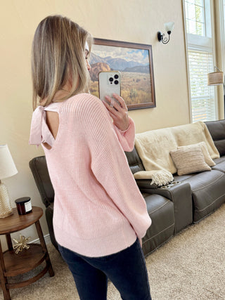 IN STOCK Bethany Bow Knit Sweater - Light Pink
